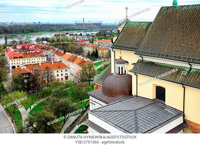 on right KoŠ›ciól Akademicki Š›w. Anny - St Anne's Church at Castle Square, view for Mariensztat - Mariensztat smallest district of Warsaw located between the...