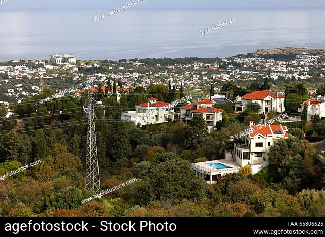 CYPRUS, KYRENIA - DECEMBER 15, 2023: A panoramic view of Kyrenia (Girne) in winter. The Turkish Republic of Northern Cyprus is a de facto state declared...