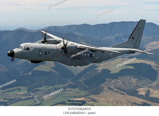 Portuguese Air Force C295 in flight near Wellington, New Zealand