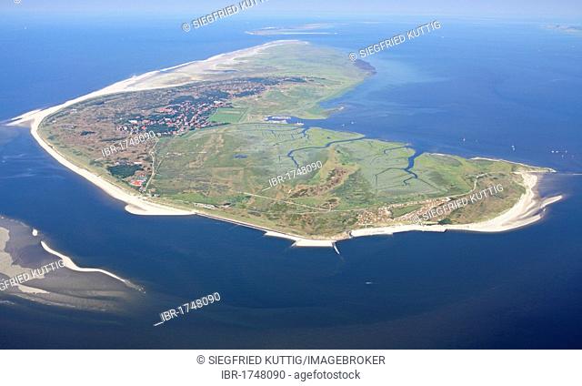Aerial View, Spiekeroog, East Frisian Island, East Frisia, Lower Saxony, Germany, Europe