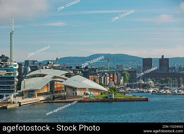 OSLO, NORWAY - MAY 27, 2017: Astrup Fearnley Museum of Modern Art in Oslo in Norway. It was built as part of Tjuvholmen Icon Complex (2006-2012) and was...