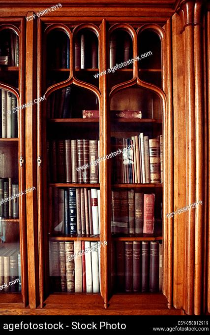 historic books in a old library