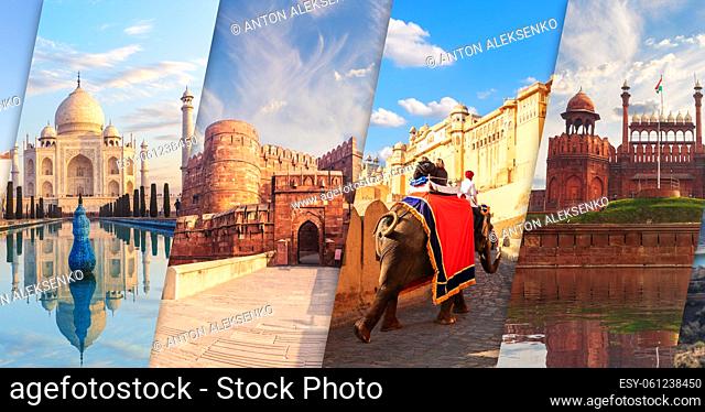 Taj Mahal, Agra Fort, AmberFort and Red Fort of Dehli - main views of India