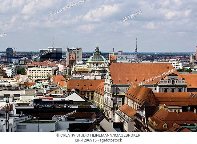 View of Munich from the Alter Peter church, Munich, Bavaria, Germany, Europe