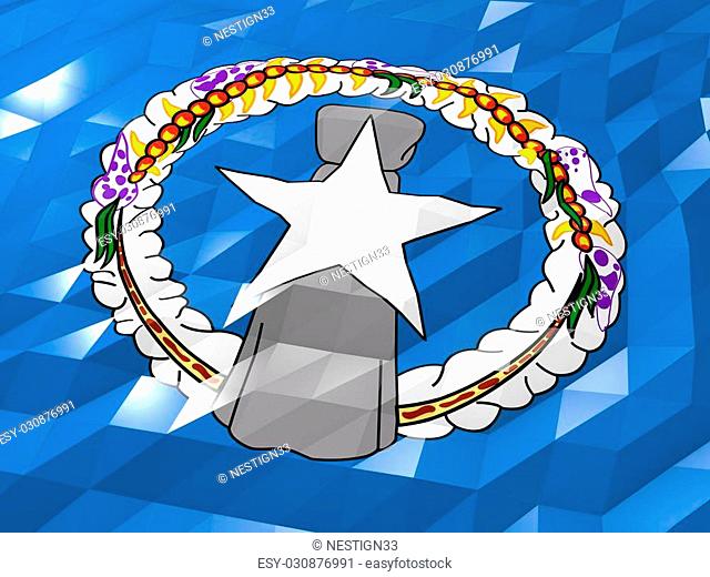Flag of Northern Mariana Islands 3D Wallpaper Illustration, National Symbol, Low Polygonal Glossy Origami Style