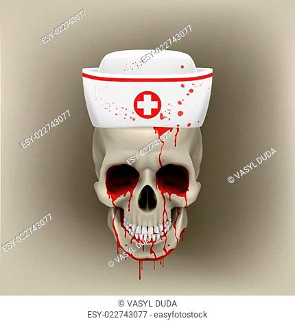Bleeding skull in nurse cap
