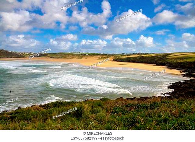 Crantock bay and beach Cornwall England United Kingdom near Newquay and on the South West Coastal Path