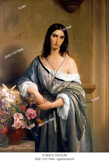 Melancholy, 1842, by Francesco Hayez (1791-1882), oil on canvas, 138x101 cm.  Milan, Pinacoteca Di Brera (Art Gallery, Paintings)