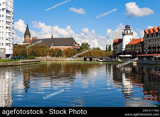 Koenigsberg Cathedral and Fischdorf at Pregolya River, Kaliningrad, Russia