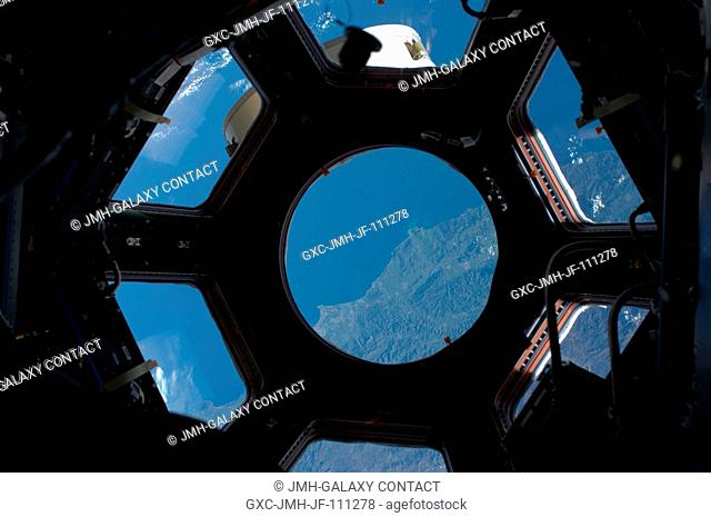 This image is among the first taken through a first of its kind bay window on the International Space Station, the seven-windowed Cupola