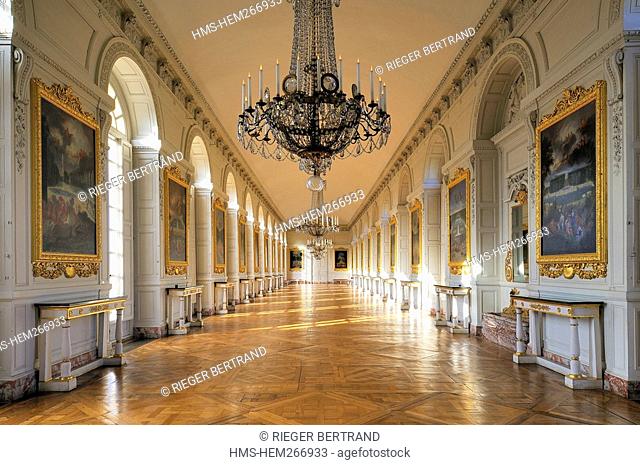 France, Yvelines, Chateau de Versailles, listed as World Heritage by UNESCO, the Grand Trianon, gallery exhibits 21 paintings of the Versailles Grove by Cotelle