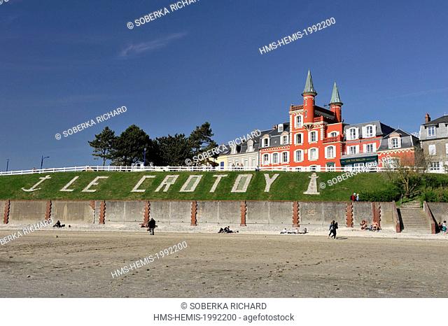 France, Somme, Le Crotoy, hotel restaurant Les Tourelles at beachside