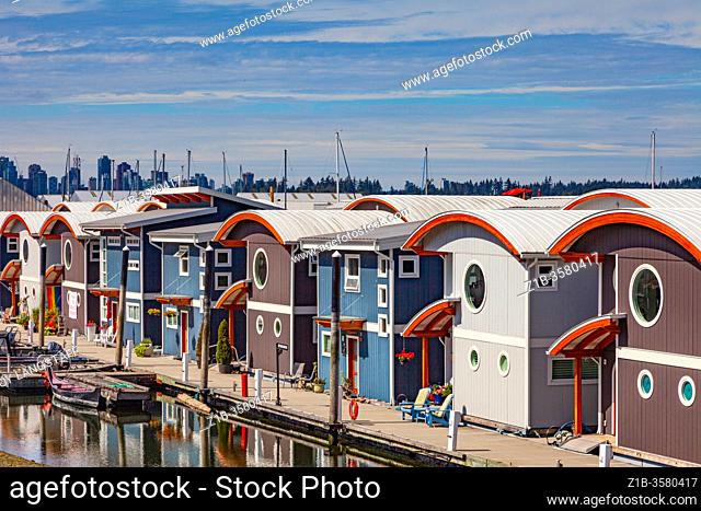 Floating home development at the Mosquito Creek Marina in North Vancouver British Columbia Canada