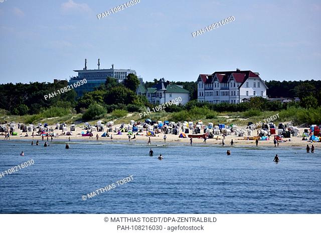 Baltic beach near Ahlbeck on Usedom with underlying development of the village, taken on 19.08.2018. Photo: Matthias Toedt / dpa-Zentralbild / ZB / Picture...