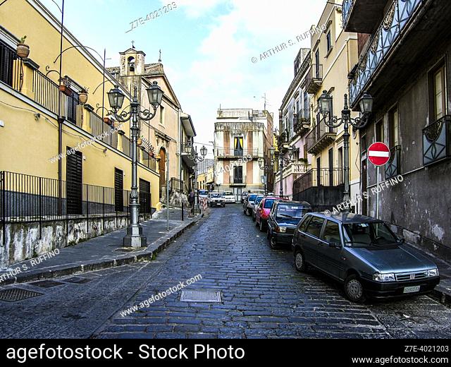 Townscape of Biancavilla, Metropolitan City of Catania, Sicily, Italy