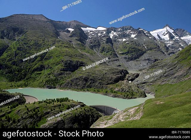 Margaritze Reservoir and Grossglockner, Grossglockner High Alpine Road, Hohe Tauern National Park, Carinthia, Austria, Europe