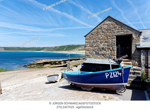 Boats and harbour of Sennen Cove, Cornwall, UK