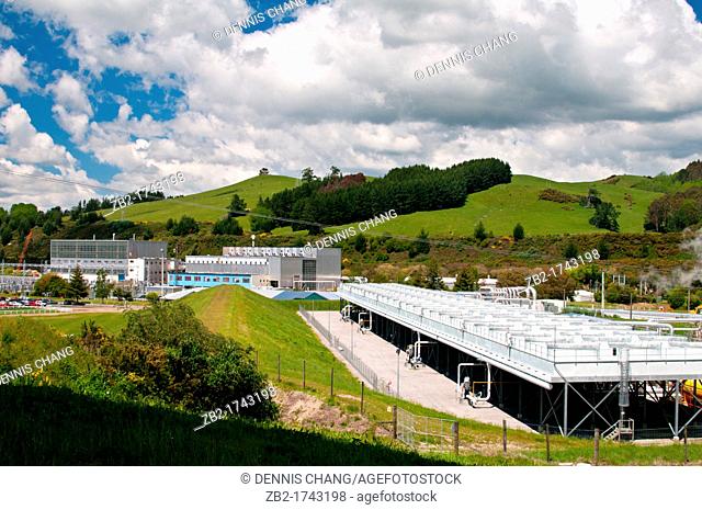 Geothermal power station near Taupo, North Island, New Zealand
