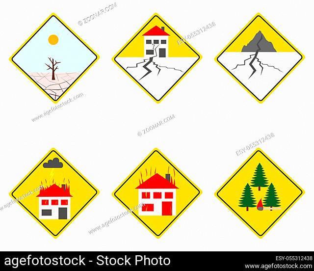 Verkehrsschilder Naturkatastrophen - Traffic warning sign natural disasters