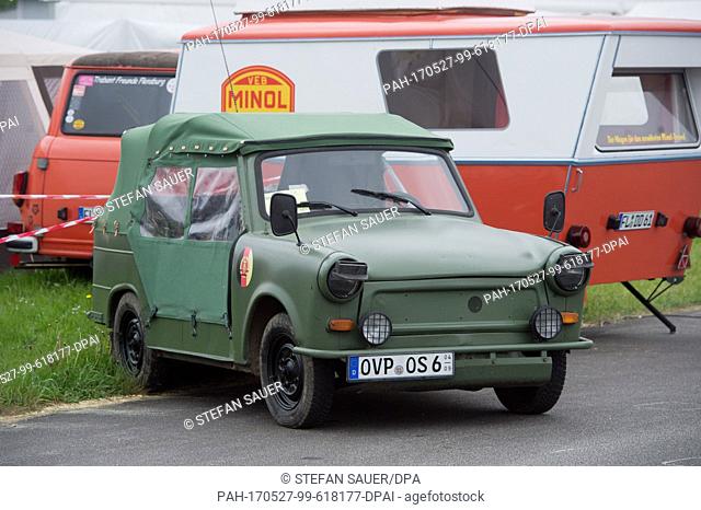 A Trabant 601 Kuebel, used in the East German Army, can be seen on the premises of the International Trabant Gathering in Anklam, Germany, 24 May 2017