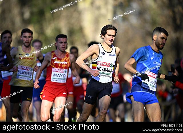 Belgian John Heymans pictured in action during the men's race at the European Cross Country Championships, in Piemonte, Italy, Sunday 11 December 2022