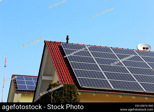 Single family house with solar system or photovoltaic system