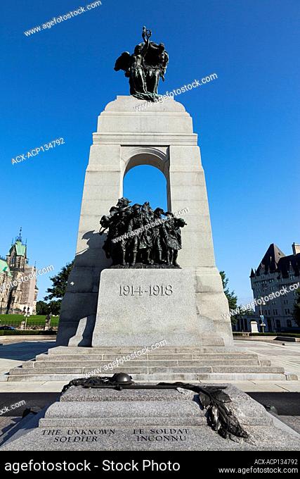 The Tomb of the Unknown Soldier is in front of the National War Memorial, Confederation Square, Ottawa, Ontario, Canada