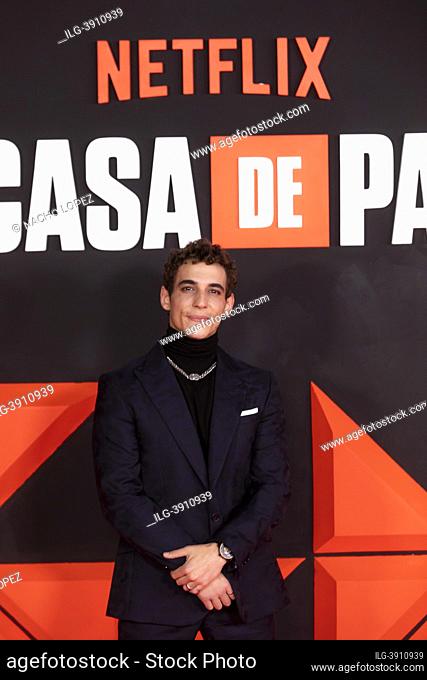 Miguel Herran attends to 'La casa de papel' (Money Heist) Season 5, Part 2 premier on palacio de Vistalegre November 30, 2021 in Madrid, Spain