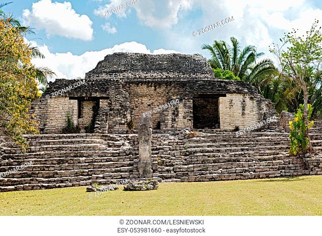 The ruins of the ancient Mayan city of Kohunlich, Quintana Roo, Mexico