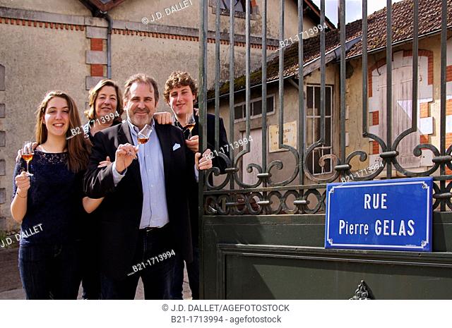 Philippe Gélas with his family at the Gélas Armagnac Estate, Vic Fezensac, Gers, Midi-Pyrenees, France
