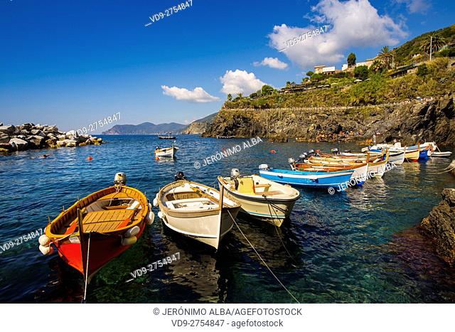 Manarola, Riviera de Levanto, fishing village, Cinque Terre. Genoa. Mediterranean Sea. Liguria, Italy Europe