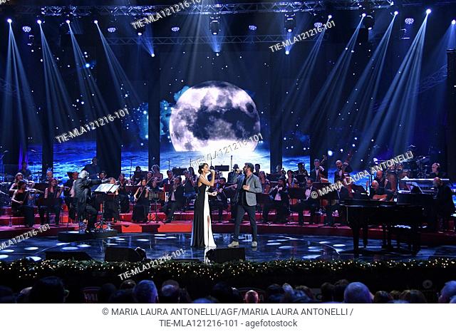 Anna Tatangelo and Paolo Vallesi during the Christmas concert, Rome, ITALY-11-12-2016