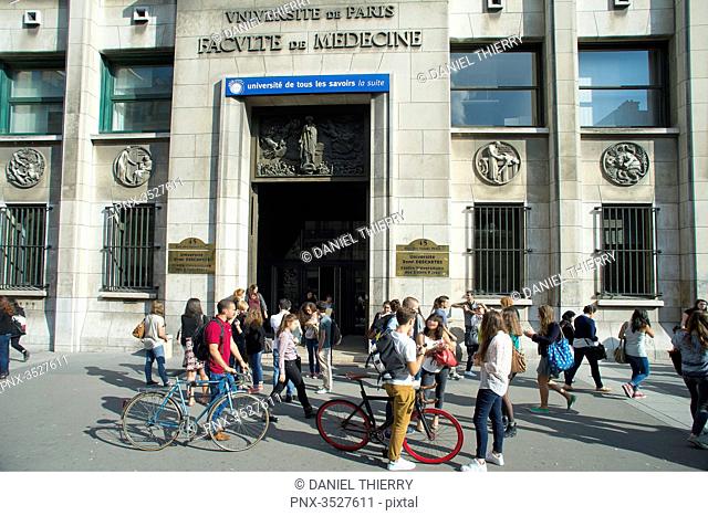 France. Paris 6th district. Faculty of Medicine. Paris V Rene Descartes university. The site of the street des Saints Peres
