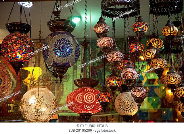 Eminonu Misir Carsisi Spice Market display or colourful lamps