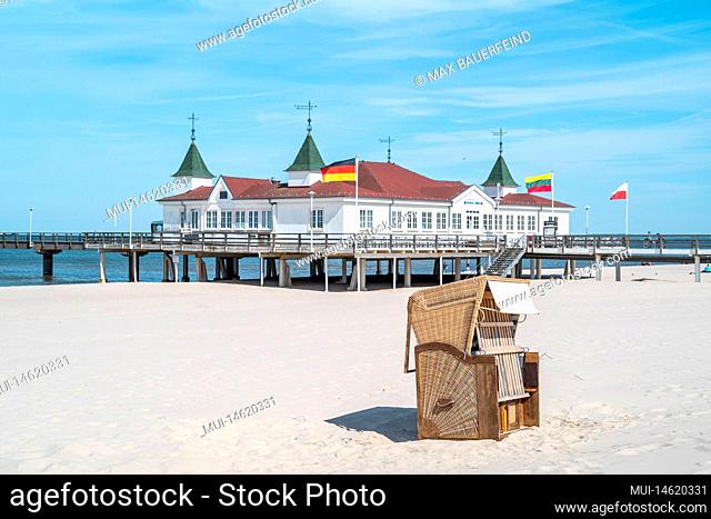 Pier Kaiserbad Ahlbeck on the island of Usedom in Mecklenburg Vorpommern in summer daytime