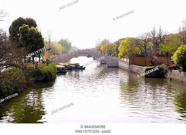 China, Suzhou, view along the canal