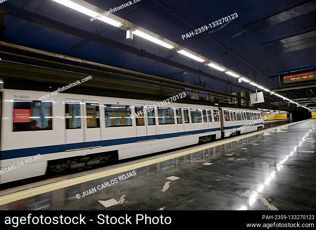 Madrid, Spain; 21/06/2020.- Half-empty metro and airport the first day after the end of the State of Alarm in Spain.. Spain has received 100 flights from the...