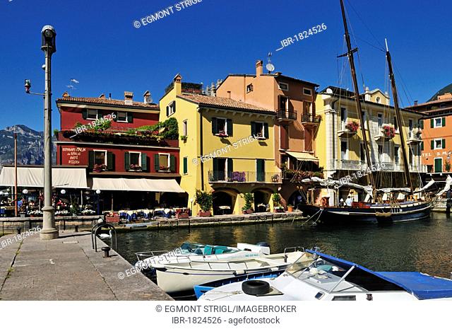 Harbour of Malcesine, Lake Garda, Veneto, Venetia, Italy, Europe