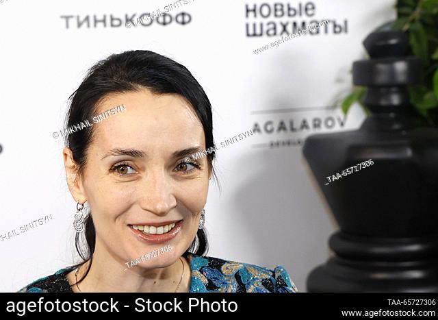 RUSSIA, MOSCOW - DECEMBER 13, 2023: Russian chess grandmaster Ekaterina Lagno attends the opening of the Chess Stars 3.0 international speed chess tournament at...
