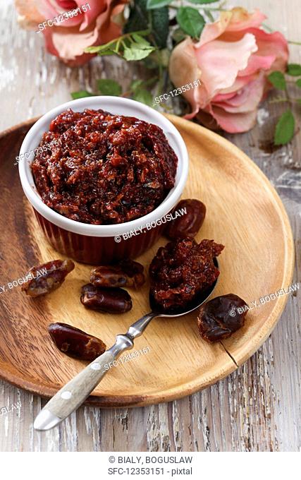 Date paste in a small bowl