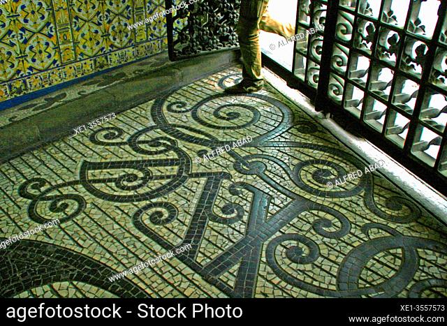 mosaic on the floor of the entrance to the Baró de Quadras palace, modernism, 1906, architect Josep Puig i Cadafalch, Barcelona, ??Catalonia, Spain