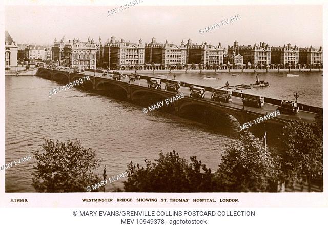 1890s Westminster Bridge & St Thomas Hospital Read Description London Postcard