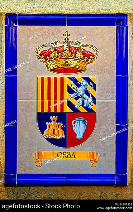 Coat of arms, town hall, Orba, Province Alicante, Spain, Europe