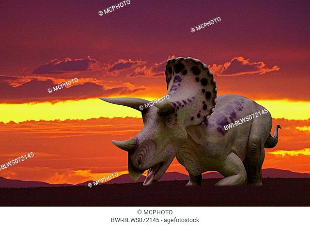 Pentaceratops in earthy landscape