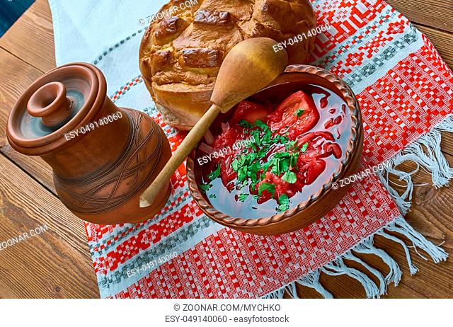 Zupa buraczkowa - Polish classic soup with beets, close up