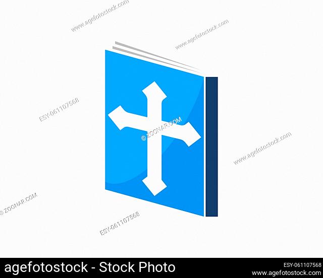 Religion book with christian cross inside