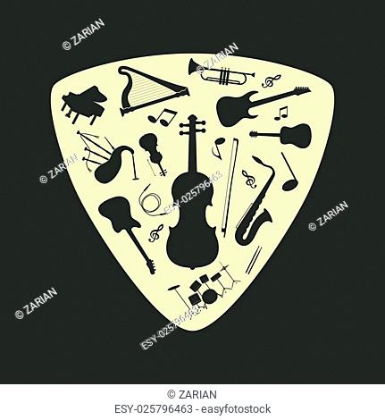 Musical instrument set on a plectrum, vector illustration