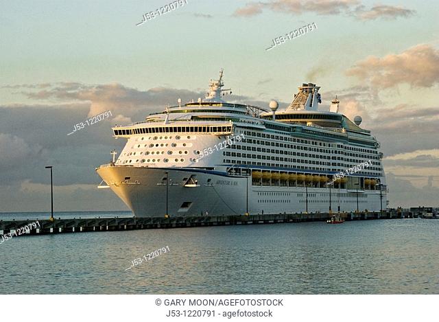 Huge cruise ship at Ann Abrahamson Pier, Frederiksted, St Croix, US Virgin Islands