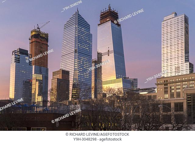 10 Hudson Yards, center left, 30 Hudson Yards, center right, and other Hudson Yards development in New York on Tuesday, February 13, 2018
