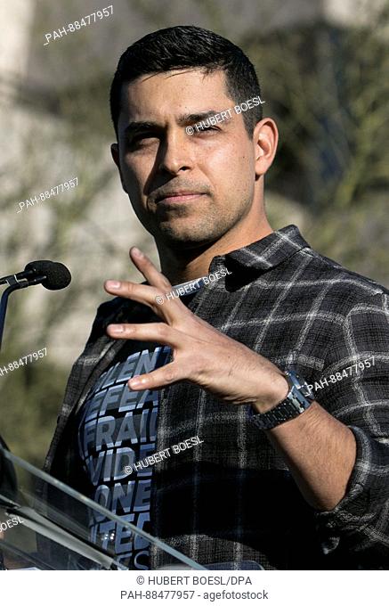 Wilmer Valderrama attends United Talent Agency's United Voices Rally against Donald Trump's politics at UTA Plaza in Beverly Hills, Los Angeles USA